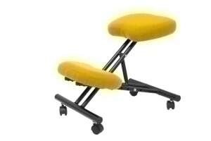 SILLA PIQUERAS Y CRESPO MAHORA FIJA ERGONOMICA RODILLERA REGULABLE EN ALTURA RUEDAS de NYLON TAPIZADO BALI AMARILLO