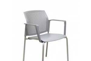SILLA PIQUERAS Y CRESPO SEGE CONFIDENTE ERGONOMICA APILABLE ASIENTO Y RESPALDO EN PVC GRIS CON BRAZOS PACK de 4